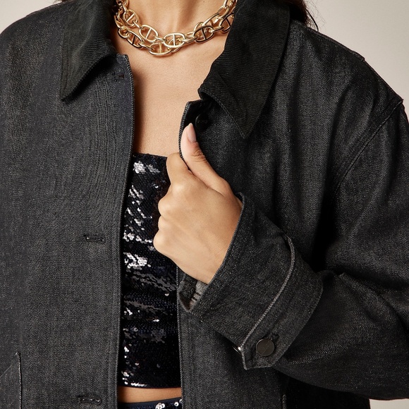 BNWT NEW J.Crew Denim Barn Chore Jacket Coat Washed Black made SMALL well! - Picture 3 of 4